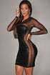 All-Over Sequined Sheer Long Sleeves Bodycon Club Dress